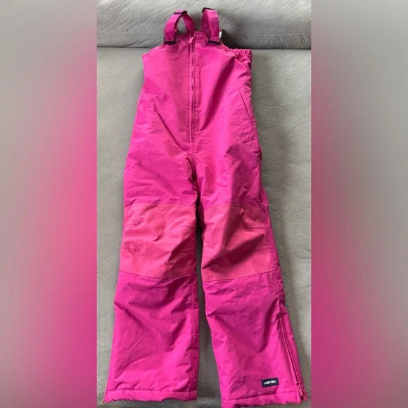 Lands' End Kids Pink Squall Waterproof Insulated Iron Knee Snow Bibs Kids 8 - Picture 1 of 10